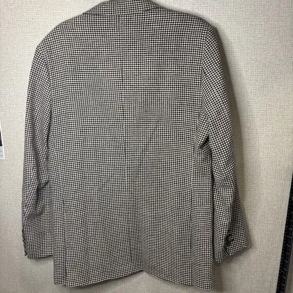 J. Peterman Men's 40R Houndstooth Wool/Cashmere Suit Jacket Sport Coat Blazer